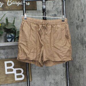 NEW State Of Day Womens Linen Pajama Shorts 100185758MS Natural Umber Brown M